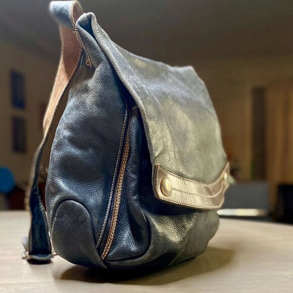 Andrea Mabiani Black Italian Leather Slouchy Hobo Crossbody Bag - Made in Italy - Picture 6 of 6